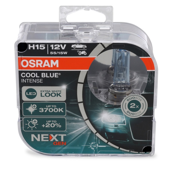 Set 2 Buc Bec Osram H15 12V 55/15W PGJ23T-1 Cool Blue Intense NextGen Extra White Look +20% 3700K 64176CBN-HCB